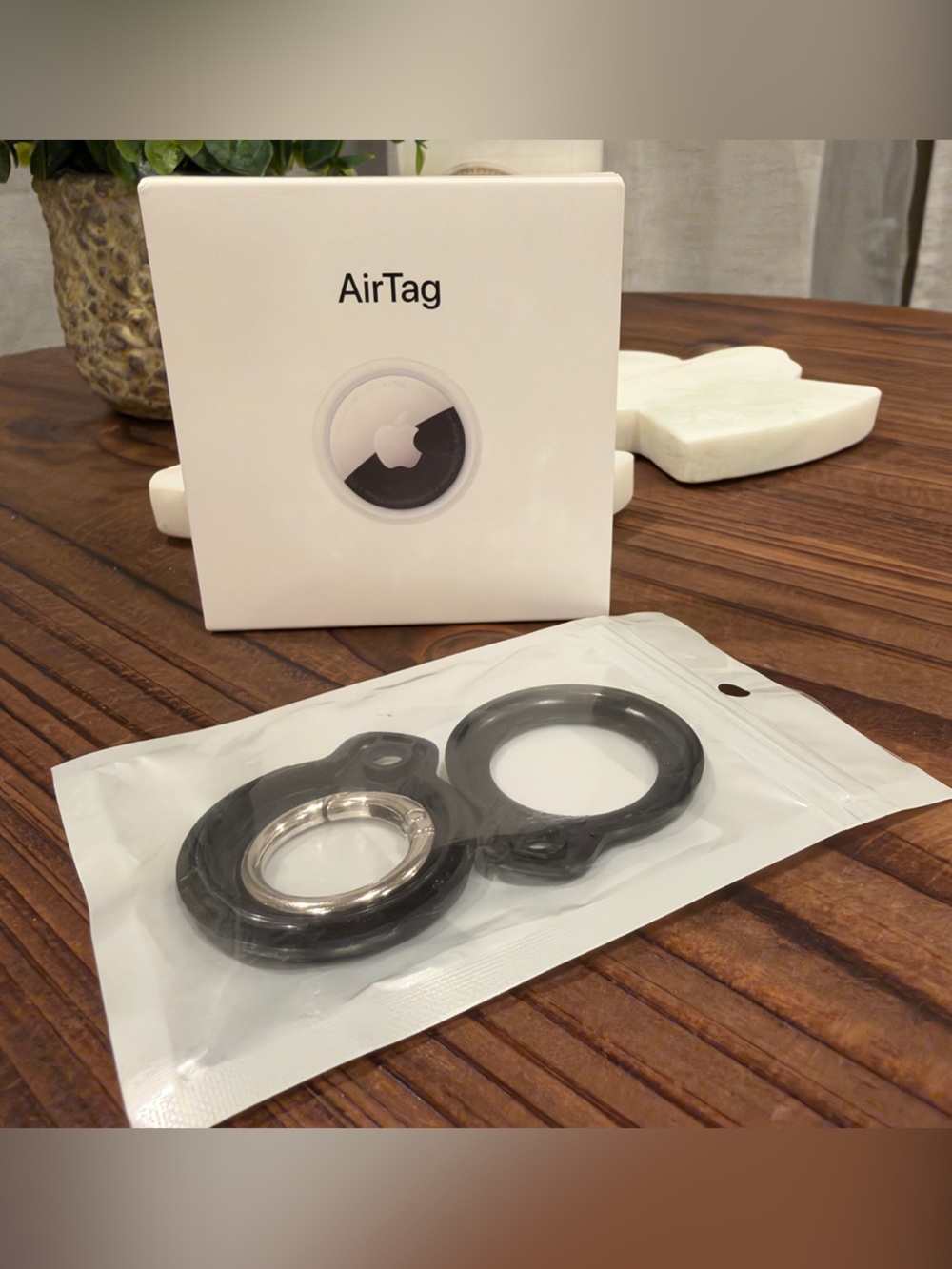 Apple AirTag with Black Ring Mount Holder